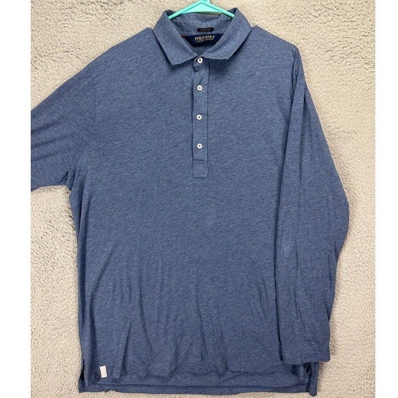 Polo Golf Ralph Lauren Lisle Polo Shirt Men Large Blue Stretch Long Sleeve Rugby